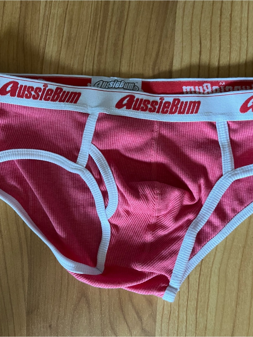 Aussiebum Men's Cotton Briefs in Pink with White Trim